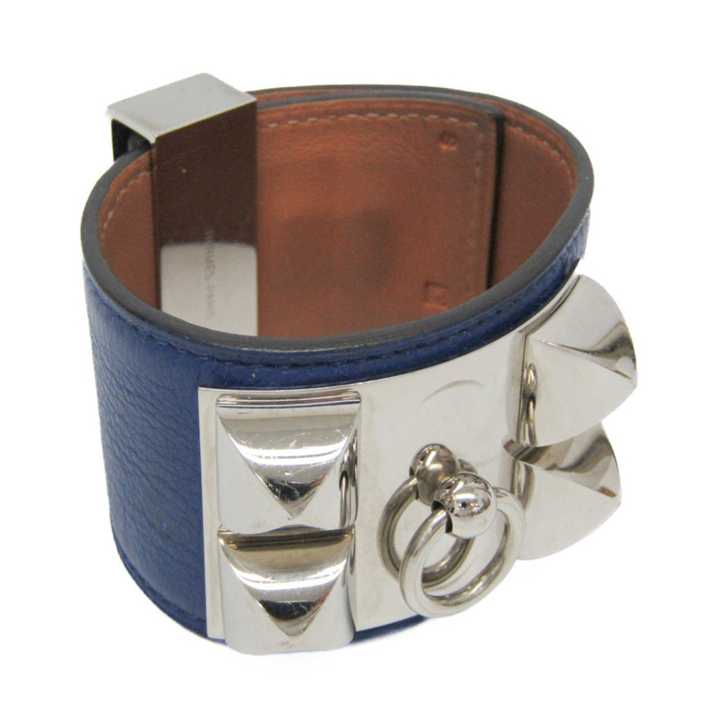 HERMES Silver Leather Bracelet